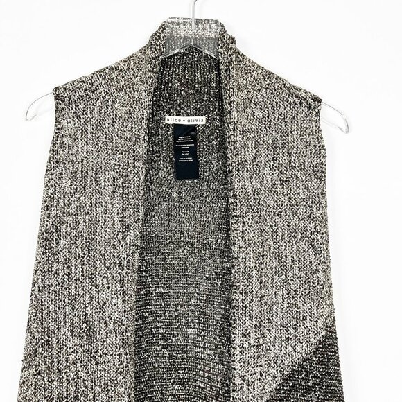 Alice + Olivia Sweater Vest Women's M Black Grey Marled Nessa Long Mixed Knit - Picture 3 of 15